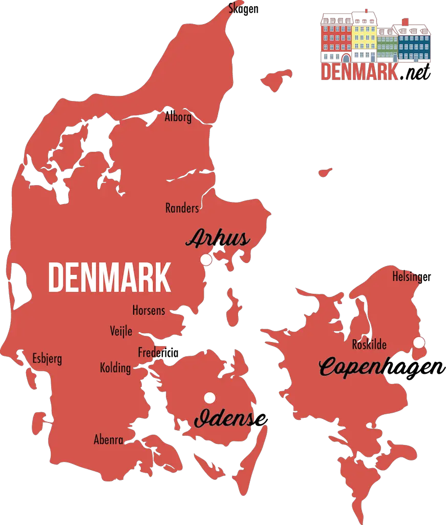 Mapa detallado geografía Dinamarca